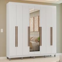 Guarda-roupa Casal Com Pés 8 Portas Batentes Com Espelho Branco-branco-rustic Venus Madesa Guarda-roupa Casal Com Pés 8 Portas Batentes Com Espelho Branco-branco-rustic Venus Madesa