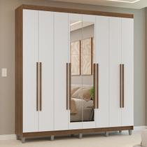 Guarda-roupa Casal Com Pés 8 Portas Batentes Com Espelho Rustic-branco-rustic Venus Madesa Guarda-roupa Casal Com Pés 8 Portas Batentes Com Espelho Rustic-branco-rustic Venus Madesa