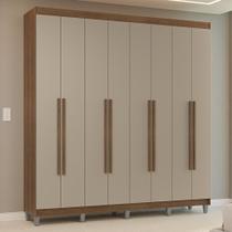 Guarda-Roupa Casal com Pés 8 Portas Batentes Rustic/Crema/Rustic Venus Madesa