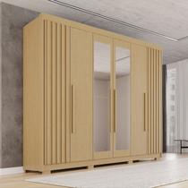 Guarda-Roupa Casal com Pés e Espelho 100% MDF 6 Portas 6 Gavetas Granada Premium Marrom/Jequitiba Guarda-Roupa Casal com Pés e Espelho 100% MDF 6 Portas 6 Gavetas Granada Premium Marrom/Jequitiba