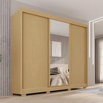 Guarda-Roupa Casal com Pés e Espelho 3 Portas 4 Gavetas 100% MDF Ipanema Bege/Jequitibá Guarda-Roupa Casal com Pés e Espelho 3 Portas 4 Gavetas 100% MDF Ipanema Bege/Jequitibá