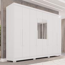 Guarda-Roupa Casal com Pés e Espelho 8 Portas 4 Gavetas França Espresso Móveis Branco Guarda-Roupa Casal com Pés e Espelho 8 Portas 4 Gavetas França Espresso Móveis Branco