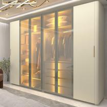 Guarda Roupa Casal com Vidro Reflecta LED e Pés 6 Portas 100 MDF Innova Gelius