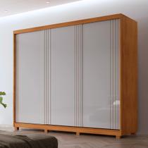 Guarda Roupa Casal Connor MDF 3 Portas 6 Cabideiros com Pés Moderna Mobília