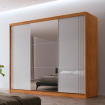 Guarda Roupa Casal Connor MDF 3 Portas e 2 Gavetas com Espelho Moderna Mobília