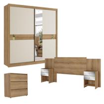 Guarda Roupa Casal Copenhagen Glass 2 Portas Capuccino Off White com Cômoda Gaveteiro Condessa e Cabeceira Formosa Glass Capuccino- THB Guarda Roupa Casal Copenhagen Glass 2 Portas Capuccino Off White com Cômoda Gaveteiro Condessa e Cabeceira Formosa Glass Capuccino- THB