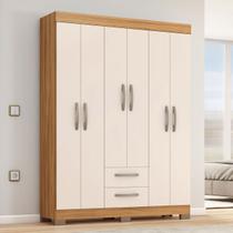 Guarda-Roupa Casal Cruz 6 Portas 2 Gavetas Freijó Trend/Off White Tx - Pnr Móveis Guarda-Roupa Casal Cruz 6 Portas 2 Gavetas Freijó Trend/Off White Tx - Pnr Móveis