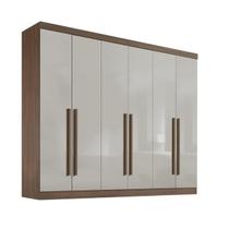 Guarda Roupa Casal Da Vinci 6 Portas MDF Castanho Off White Guarda Roupa Casal Da Vinci 6 Portas MDF Castanho Off White