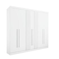 Guarda Roupa Casal Da Vinci 6 Portas Ripado 100% MDF Branco