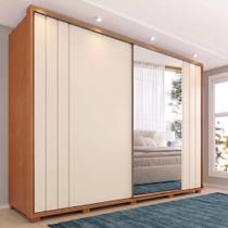 Guarda-Roupa Casal Dali com Espelho 2 Portas de Correr 100% MDF Cinamomo e Branco Guarda-Roupa Casal Dali com Espelho 2 Portas de Correr 100% MDF Cinamomo e Branco
