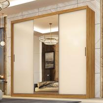 Guarda-Roupa Casal Dalila 3 Portas 4 Gavetas 100% Mdf com Espelho Flex Cinamon/Off-White - Demóbile Guarda-Roupa Casal Dalila 3 Portas 4 Gavetas 100% Mdf com Espelho Flex Cinamon/Off-White - Demóbile