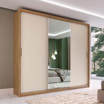 Guarda-Roupa Casal Dalila 3 Portas 4 Gavetas 5 Prateleiras com 1 Porta Espelho Amêndola/Off-White - Demóbile Guarda-Roupa Casal Dalila 3 Portas 4 Gavetas 5 Prateleiras com 1 Porta Espelho Amêndola/Off-White - Demóbile