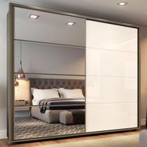 Guarda-Roupa Casal Dallas 2 Portas 6 Gavetas com Espelho Duna/Off White - Henn