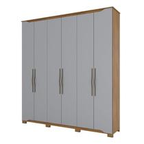 Guarda Roupa Casal Dallas 6 Portas Nature Cinza - Henn