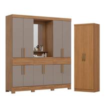 Guarda Roupa Casal Daniel 10 Portas 3 Gavetas com Espelho e Pés Nature Avelã com Armário Multiuso Margarida Cinamomo - Henn Briz Guarda Roupa Casal Daniel 10 Portas 3 Gavetas com Espelho e Pés Nature Avelã com Armário Multiuso Margarida Cinamomo - Henn Briz