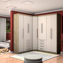 Guarda Roupa Casal de Canto 8 Portas e 8 Gavetas Avelã Rústico com Areia Master Luciane Móveis