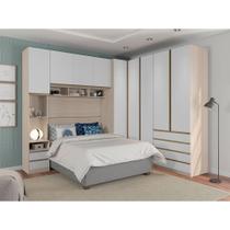 Guarda Roupa Casal de Canto 9 Portas e 6 Gavetas Legno Crema com Branco Prime Luciane Móveis