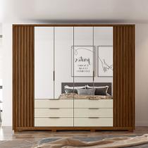 Guarda Roupa Casal Decorativo Decimus 4 Portas c/Espelho e 6 Gavetas MDF/MDP Havana/OffWhite G11 - Gran Belo