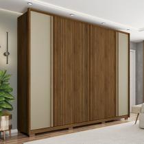 Guarda Roupa Casal Decorativo Nash 6 Portas sem Espelho e 4 Gavetas Ripado MDF/MDP Fendi/Havana G11 - Gran Belo