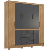 Guarda Roupa Casal Demóbile New Realce 8 portas 04 gavetas com pés Amendola Touch Grafito Guarda Roupa Casal Demóbile New Realce 8 portas 04 gavetas com pés Amendola Touch Grafito