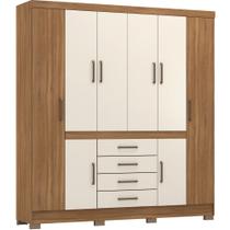 Guarda Roupa Casal Demóbile New Realce 8 portas 04 gavetas com pés Amendola Touch OFF White 140