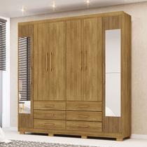 Guarda-Roupa Casal Democrata 6 Portas 6 Gavetas com Espelho Nature/Brisa - Pnr Móveis Guarda-Roupa Casal Democrata 6 Portas 6 Gavetas com Espelho Nature/Brisa - Pnr Móveis