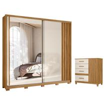 Guarda Roupa Casal Dhara e Cômoda Vênus Freijó Off White com Pés - Moval