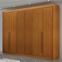Guarda-Roupa Casal Diamante Ripado 6 Portas 6 Gavetas MDF Leifer Marrom/Cinamomo