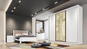 Guarda Roupa Casal Diamond Glass 3 Portas 4 Gavetas 1Porta Reflequita Novo Horizonte