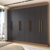 Guarda-Roupa Casal Diplomata 8 Portas 4 Gavetas 100% Mdf Castanho/Preto - Panorama Móveis