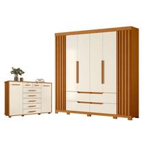Guarda Roupa Casal Doble 06 portas e Cômoda Fontana 02 portas e 07 gavetas Cinamomo Off White - Móveis Albatroz Guarda Roupa Casal Doble 06 portas e Cômoda Fontana 02 portas e 07 gavetas Cinamomo Off White - Móveis Albatroz