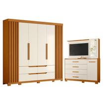 Guarda Roupa Casal Doble 06 portas e Cômoda Ilhabela 02 portas 04 gavetas Cinamomo Off White - Móveis Albatroz Guarda Roupa Casal Doble 06 portas e Cômoda Ilhabela 02 portas 04 gavetas Cinamomo Off White - Móveis Albatroz