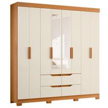 Guarda Roupa Casal Doble 08 Portas Com Espelho Cinamomo Off White - Móveis Albatroz