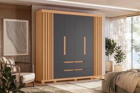 Guarda Roupa Casal Doble 6 Portas e 4 Gavetas - Freijó Titanium - Albatroz Guarda Roupa Casal Doble 6 Portas e 4 Gavetas - Freijó Titanium - Albatroz