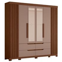 Guarda Roupa Casal Doble com Espelho 06 portas Nogueira Capuccino - Móveis Albatroz Guarda Roupa Casal Doble com Espelho 06 portas Nogueira Capuccino - Móveis Albatroz