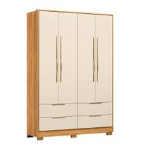 Guarda Roupa Casal Domo 44020PE 4 Portas Cinamon Off White com Pés Demóbile Guarda Roupa Casal Domo 44020PE 4 Portas Cinamon Off White com Pés Demóbile