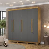 Guarda Roupa Casal Doral 218cm 6 Portas de Bater 2 Gavetas Nature/Chumbo G98 - Gran Belo Guarda Roupa Casal Doral 218cm 6 Portas de Bater 2 Gavetas Nature/Chumbo G98 - Gran Belo