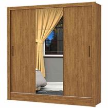 Guarda Roupa Casal Dubai com Espelho e 3 Portas de Correr Cor Cinamomo Guarda Roupa Casal Dubai com Espelho e 3 Portas de Correr Cor Cinamomo