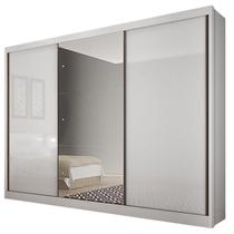 Guarda Roupa Casal Duna 3 Portas 8 Gavetas Neve com Espelho Novo Horizonte