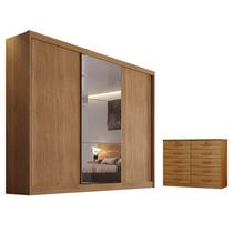 Guarda Roupa Casal Duna e Gaveteiro Milão com Chave Cumaru 23 - Novo Horizonte