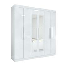 Guarda-roupa Casal Easy Slim 6 Portas Com Espelho Branco