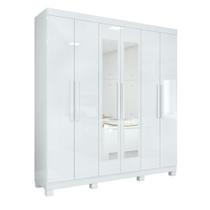 Guarda-roupa Casal Easy Slim 6 Portas Com Espelho e Com pes Branco - Móveis Lopas