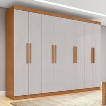 Guarda-roupa Casal Easy Slim 8 Portas Amendoa Clean/Off White - Móveis Lopas