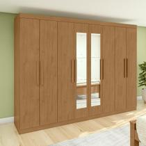 Guarda-roupa Casal Easy Slim 8 Portas Com Espelho Amendoa Clean Lopas Guarda-roupa Casal Easy Slim 8 Portas Com Espelho Amendoa Clean Lopas