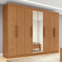 Guarda-roupa Casal Easy Slim 8 Portas Com Espelho Amendoa Clean - Móveis Lopas