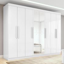 Guarda-roupa Casal Easy Slim 8 Portas Com Espelho Branco - Móveis Lopas