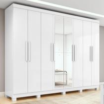 Guarda-roupa Casal Easy Slim 8 Portas Com Espelho e Pés Branco Guarda-roupa Casal Easy Slim 8 Portas Com Espelho e Pés Branco