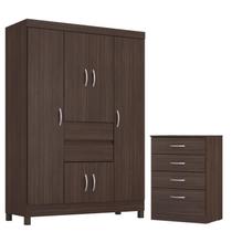 Guarda Roupa Casal Ecom 2 com Comôda Astral Café - Demóbile