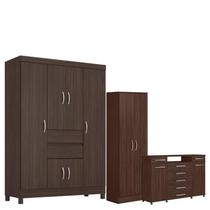 Guarda Roupa Casal Ecom 2 com Multiuso Golden com Cômoda London Café - Demóbile Guarda Roupa Casal Ecom 2 com Multiuso Golden com Cômoda London Café - Demóbile