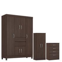 Guarda Roupa Casal Ecom 2 Com Multiuso Viena Com Cômoda Astral Café - Demóbile